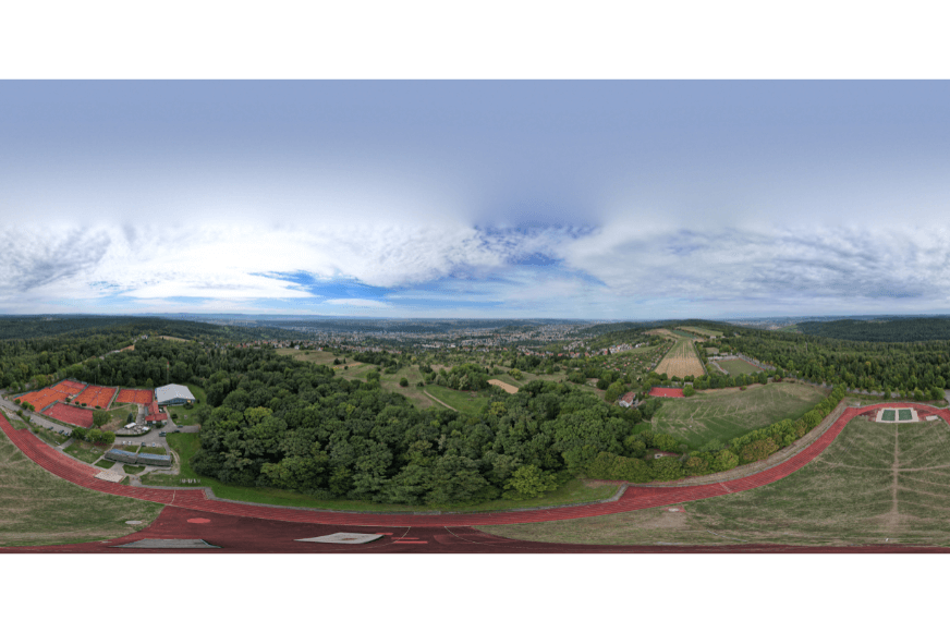 Eine Kugel Panorama Aufnahme der DJI Air 2S Drohne im Test